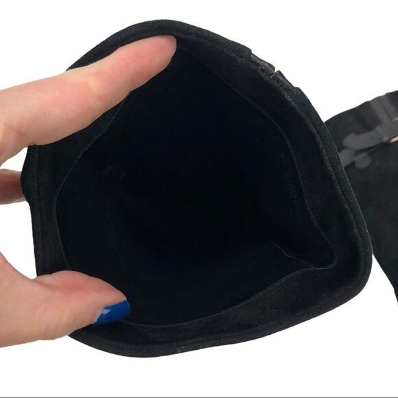 Cole Haan Kennedy Leather Suede High Heel Nike Air Boots Buckles in Black 6.5 - Picture 14 of 14